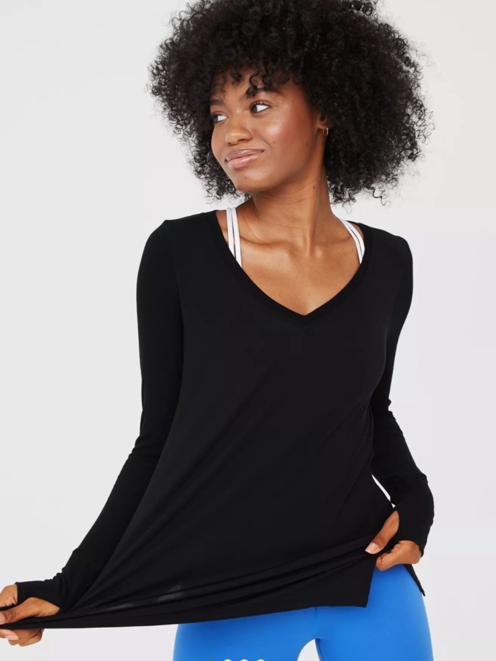 Aerie Offline Charcoal Jersey Stretch Lounge Long Sleeve Top